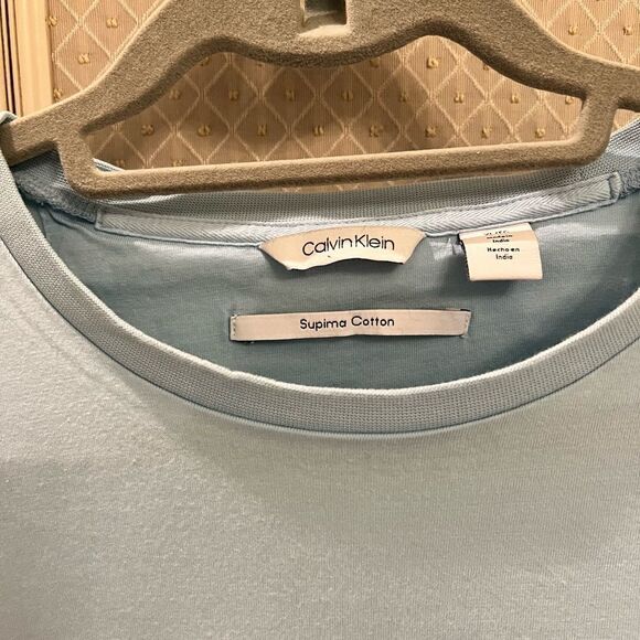 Calvin Klein blue men's short sleeve t shirt with stripe - Picture 2 of 5